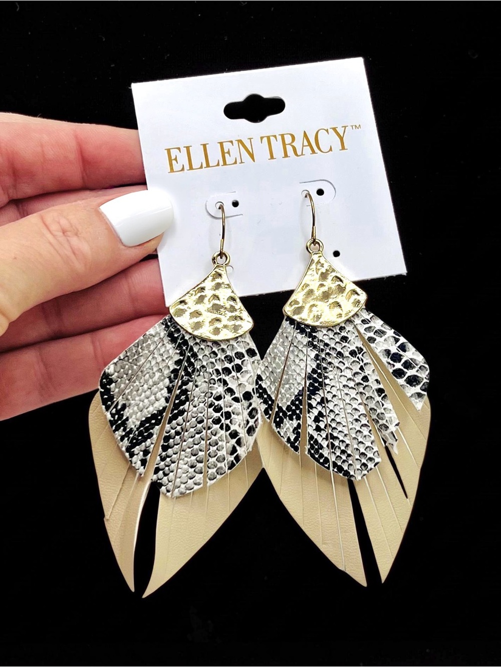 NWT✨Gold Layered Python Dangle Earrings - Picture 3 of 13